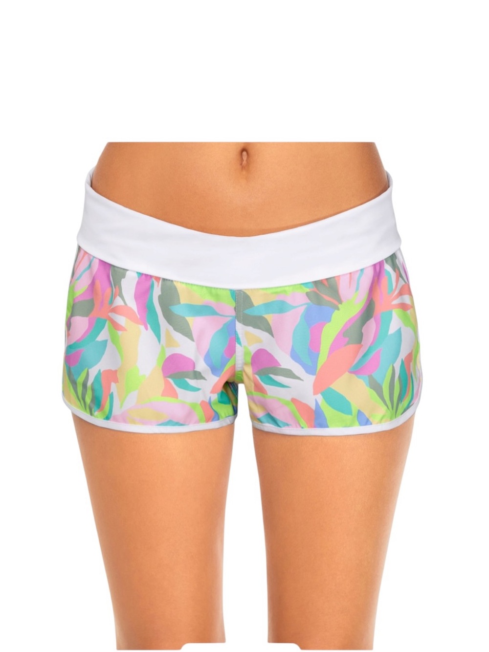 Raisins Aloha Swim Shorts NWT | Tropical Patchwork High‑Waist Boardshorts Size M